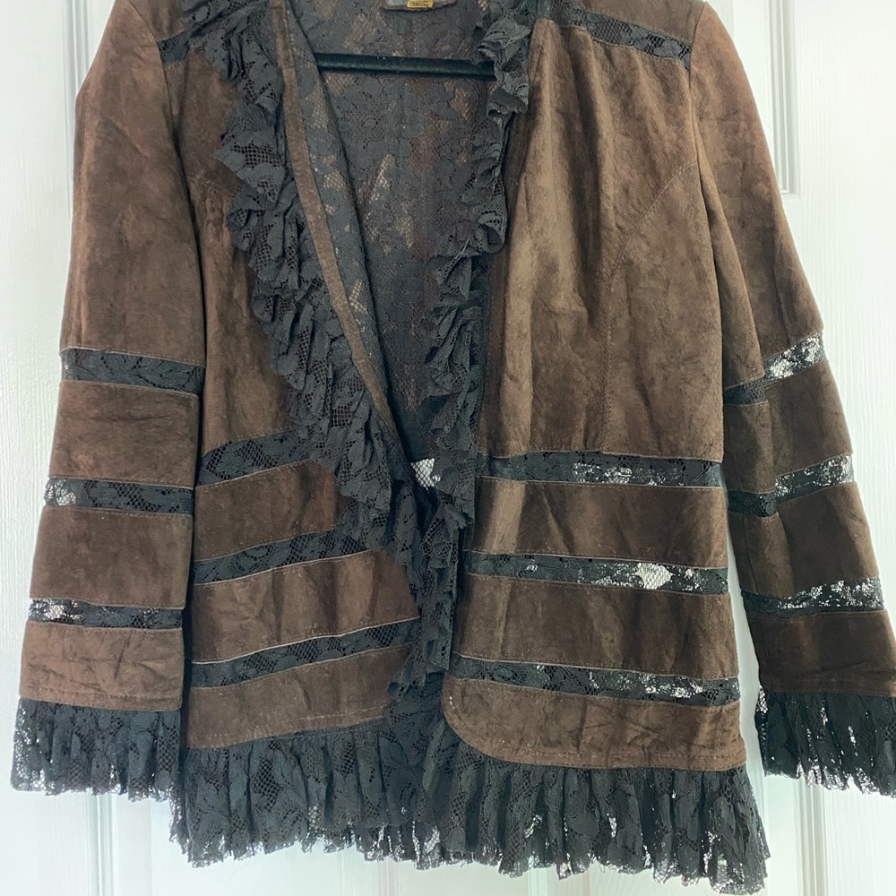 Genuine suede and lace jacket.